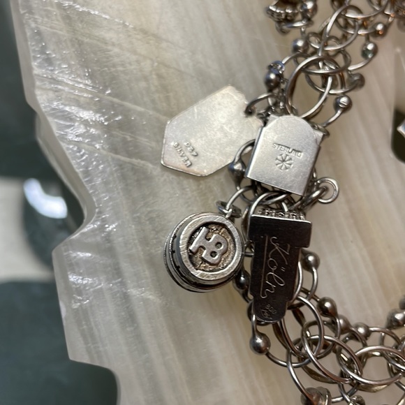 Vintage JB Sterling Silver Interwoven Link Bracelet with 14 European Charms 54g - Picture 9 of 17